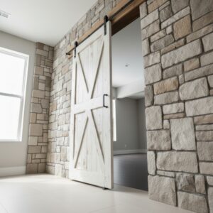 Doğal Masif Ahşap Rustik Sürgülü Kapı Barn Door Eskitme Beyaz - Görsel 6