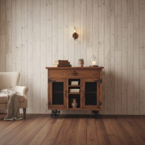 Dokum tekerlekli ahsap konsol - Görsel 4