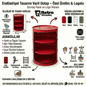 Endüstriyel Tasarım Dekoratif Metal Varil Raf & Bar – 3 Bölmeli, İsteğe Özel Renk - Görsel 2