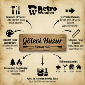 Kişiye Özel Retro Ahşap Tabela - El Yapımı Doğal Kütük İsimlik - Görsel 2