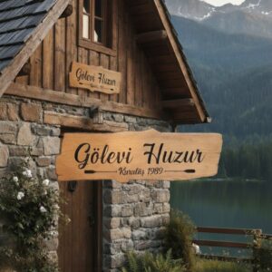 Kişiye Özel Retro Ahşap Tabela - El Yapımı Doğal Kütük İsimlik - Görsel 7