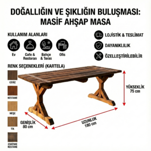 Masif Ahşap Yemek Masası Fiyatları - Salon ve Dış Mekan Kullanımı - Görsel 2