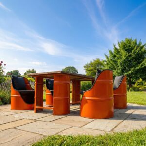 Retro Wooden Endüstriyel Tasarım Varil Masa Sandalye Takımı – Özel Renk ve Logo Seçenekli - Görsel 4