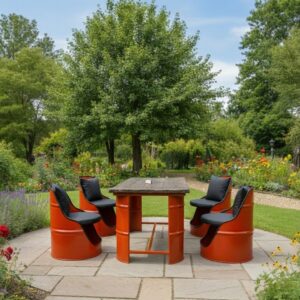 Retro Wooden Endüstriyel Tasarım Varil Masa Sandalye Takımı – Özel Renk ve Logo Seçenekli - Görsel 1