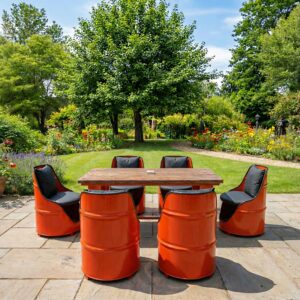 Retro Wooden Endüstriyel Tasarım Varil Masa Sandalye Takımı – Özel Renk ve Logo Seçenekli - Görsel 7