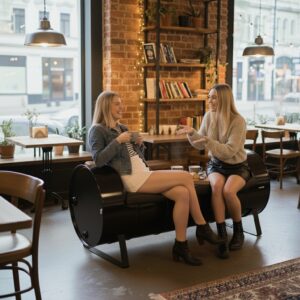 Retrowooden Exclusive Tasarım- Firmanıza Özel Logolu & Renkli, Endüstriyel Metal Varil Üçlü Koltuk - Görsel 1