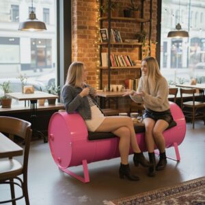 Retrowooden Exclusive Tasarım- Firmanıza Özel Logolu & Renkli, Endüstriyel Metal Varil Üçlü Koltuk - Görsel 3