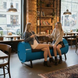 Retrowooden Exclusive Tasarım- Firmanıza Özel Logolu & Renkli, Endüstriyel Metal Varil Üçlü Koltuk - Görsel 4