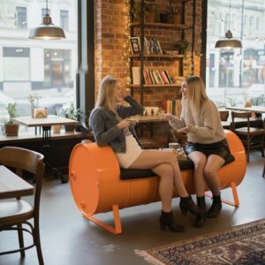 Retrowooden Exclusive Tasarım- Firmanıza Özel Logolu & Renkli, Endüstriyel Metal Varil Üçlü Koltuk - Görsel 5