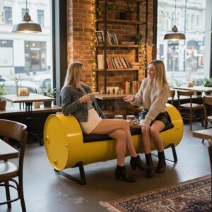 Retrowooden Exclusive Tasarım- Firmanıza Özel Logolu & Renkli, Endüstriyel Metal Varil Üçlü Koltuk - Görsel 9