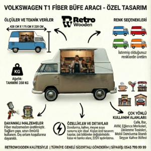 Retrowooden Volkswagen Minibüs Büfe- Klasik Zarafetle Mobil İşletmenizi Büyütün - Görsel 2