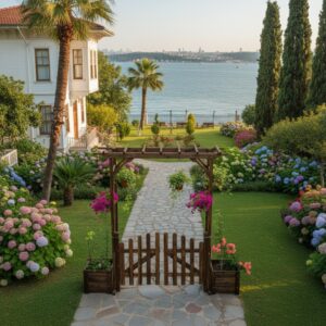 Rustik Masif Ahşap Bahçe Giriş Kapısı ve Çiçeklikli Dekoratif Bahçe Takı - Görsel 6