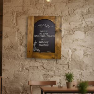 Rustik Masif Ahşap Çerçeveli Dekoratif Duvar Yazı Tahtası ve Menü Panosu - Görsel 6