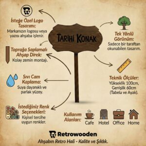 Saplamalı Ahşap Bahçe Tabelası - Görsel 2