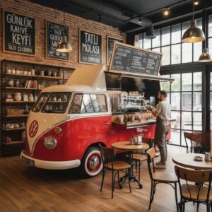 Satılık Nostaljik VW T2 Fiber Büfe Aracı ve Food Truck – Özel Tasarım Mobil Dükkanınız - Görsel 3