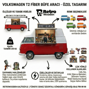 Satılık Nostaljik VW T2 Fiber Büfe Aracı ve Food Truck – Özel Tasarım Mobil Dükkanınız - Görsel 2