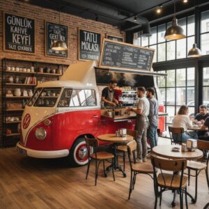 Satılık Nostaljik VW T2 Fiber Büfe Aracı ve Food Truck – Özel Tasarım Mobil Dükkanınız - Görsel 1