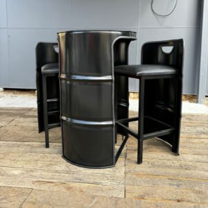 Siyah Varil Bistro Masa Sandalye Takımı – Logolu & Dış Mekan Uyumlu - Görsel 3