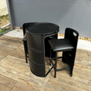 Siyah Varil Bistro Masa Sandalye Takımı – Logolu & Dış Mekan Uyumlu - Görsel 4