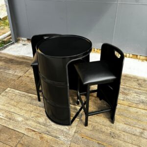 Siyah Varil Bistro Masa Sandalye Takımı – Logolu & Dış Mekan Uyumlu - Görsel 5