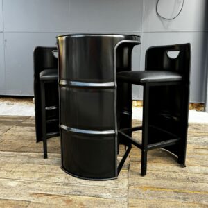 Siyah Varil Bistro Masa Sandalye Takımı – Logolu & Dış Mekan Uyumlu - Görsel 1