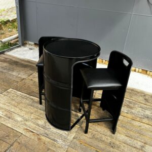 Siyah Varil Bistro Masa Sandalye Takımı – Logolu & Dış Mekan Uyumlu - Görsel 7