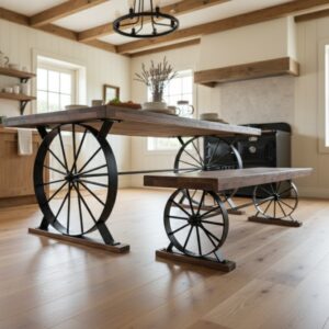 Vagon Tekerlekli Masif Yemek Masası - Görsel 1