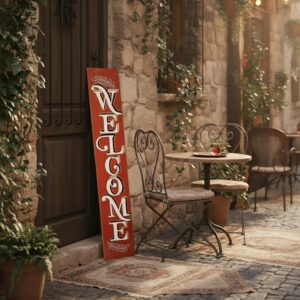 Welcome Ahşap Tabela – Dekoratif ve Rustik Karşılama Panosu - Görsel 1