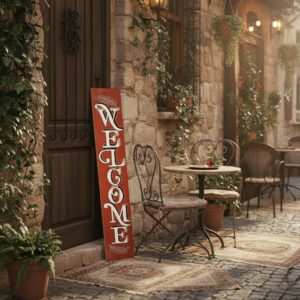 Welcome Ahşap Tabela – Dekoratif ve Rustik Karşılama Panosu - Görsel 8