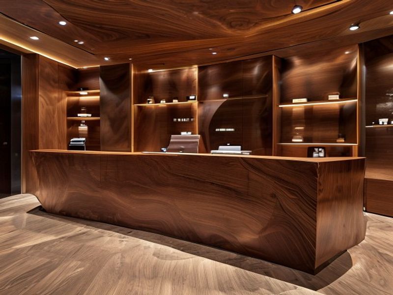 Lüks spa ve güzellik salonları için özel ölçü masif ahşap banko tasarımı