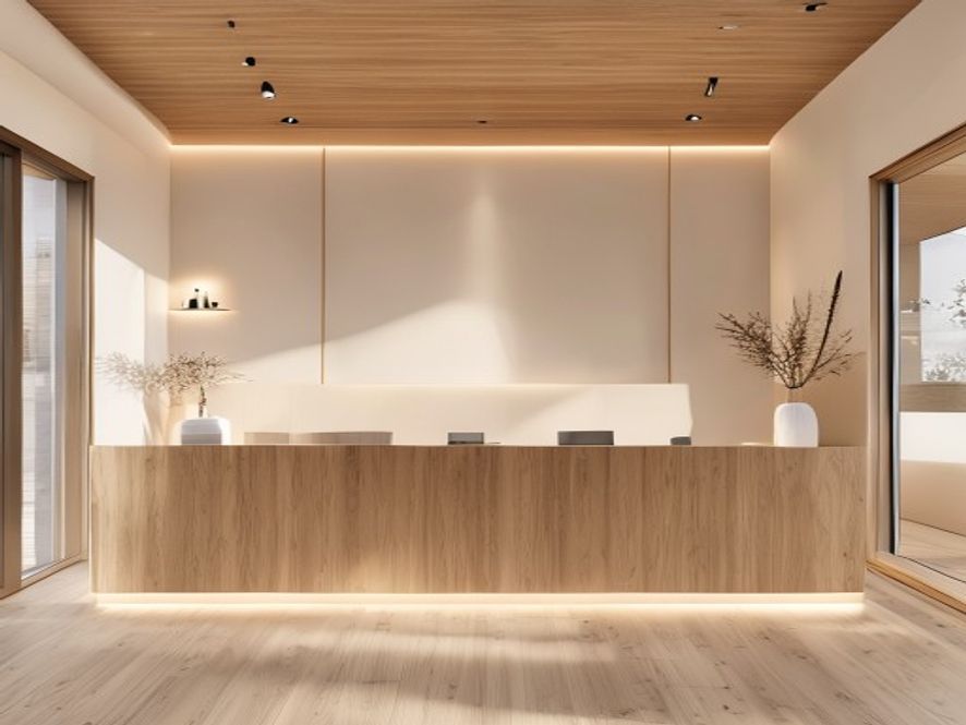 Küçük salonlar için minimalist düz lineer İskandinav meşe banko